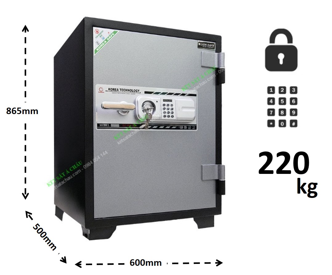 Két sắt lớn khóa điện tử chống trộm, chống cháy có két phụ, két con thân đứng 220kg