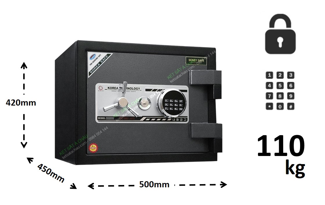 Két sắt siêu cường nhỏ chống trộm xuất khẩu khóa điện tử thân nằm ngang 110kg