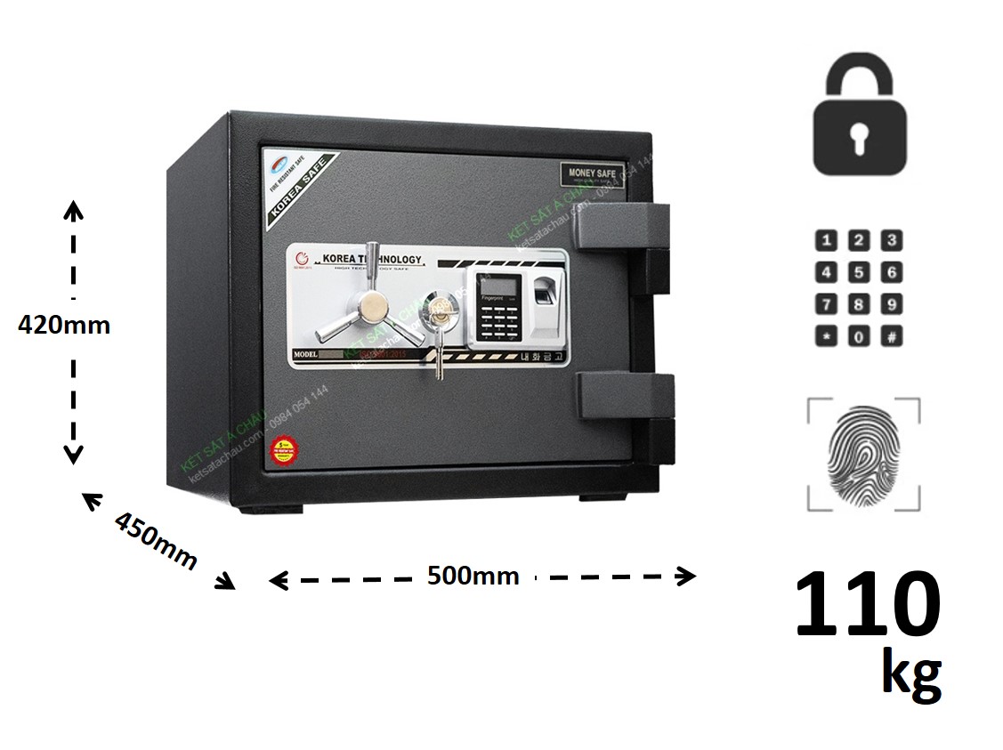 Két sắt siêu cường nhỏ chống trộm xuất khẩu khóa vân tay thân nằm ngang 110kg