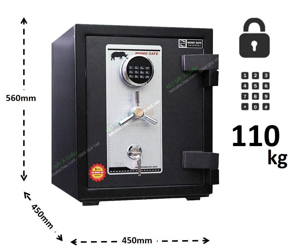 Két sắt siêu cường nhỏ chống trộm xuất khẩu khóa điện tử  thân đứng 110kg