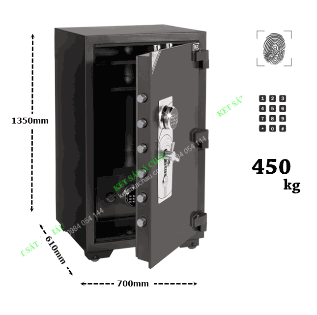 Két sắt siêu cường chống trộm xuất khẩu khóa điện tử thân đứng 450kg