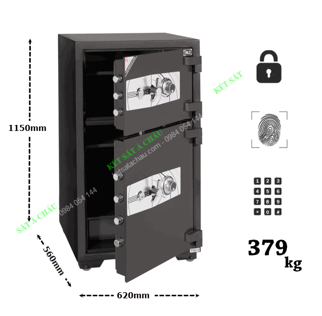 Két sắt siêu cường cao cấp, 2 tầng kết hợp 379kg dùng cho công ty Két sắt siêu cường cao cấp, 2 tầng kết hợp 379kg dùng cho công ty