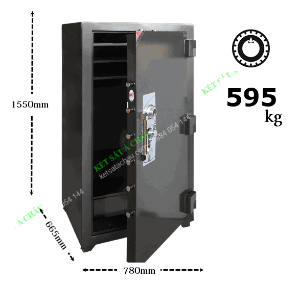 Két sắt siêu cường cao cấp, khóa cơ tích hợp khóa điện tử cở lớn thân đứng cao 1550mm